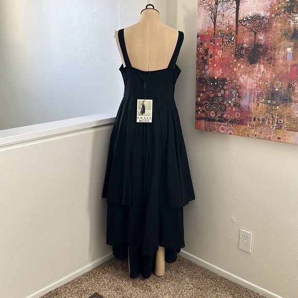 A.W.A.K.E. MODE Layered Wool-Blend Midi Dress Black Size 10 - Picture 8 of 11